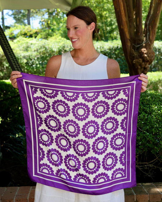 Lucy Floral Scarf Medium Purple White