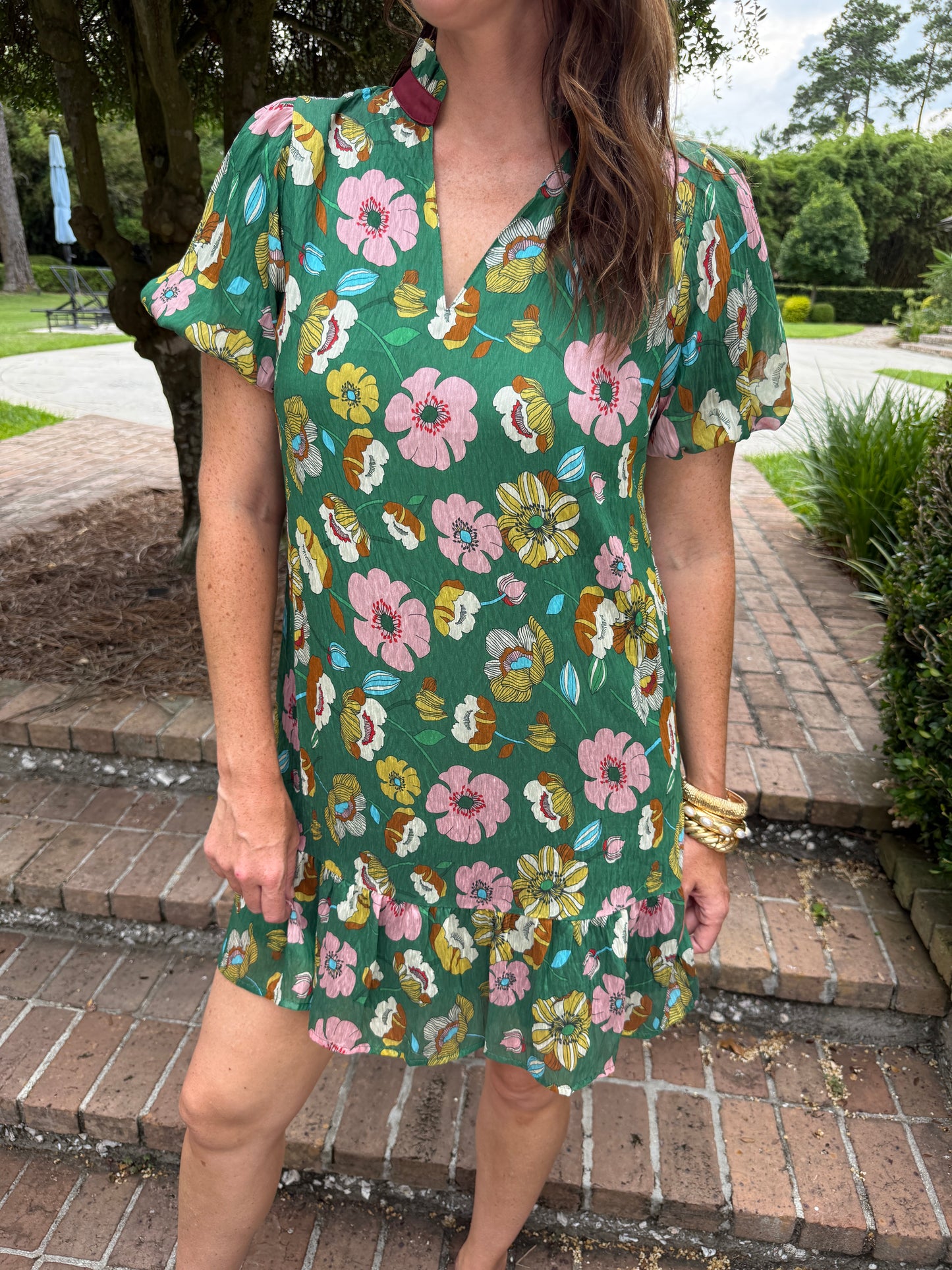Partridge Floral Puff Sleeve Dress