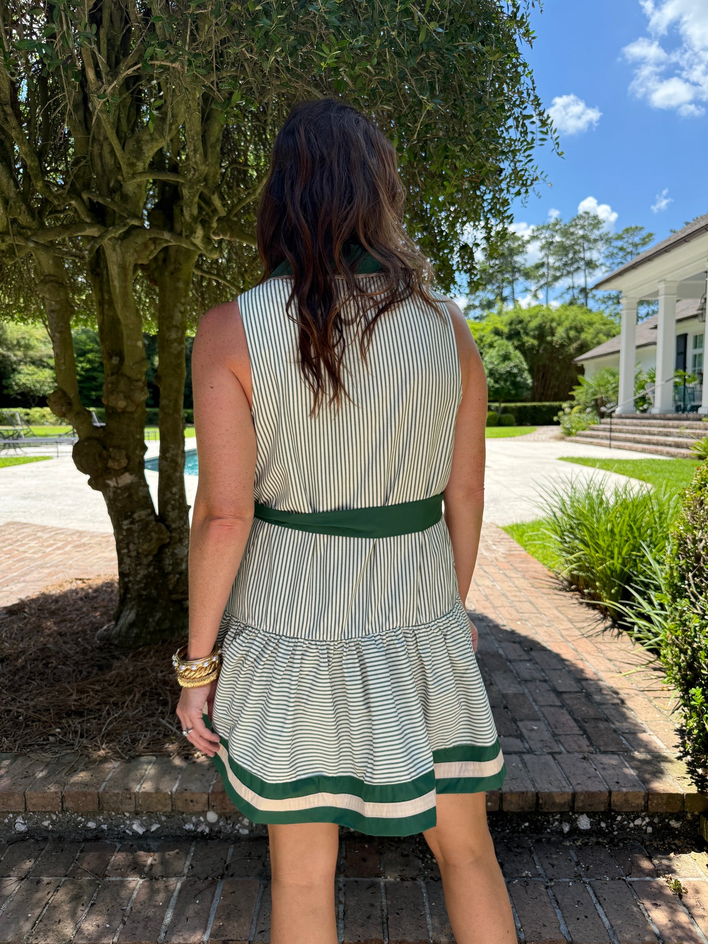 Seneca Striped Dress- Green