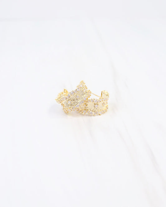 Forest Hills Textured CZ Hoop Earring Gold