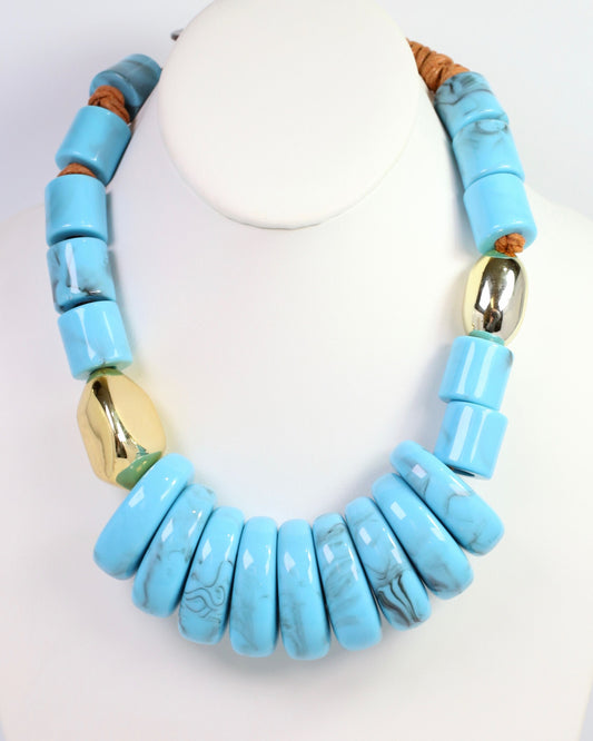 Miranda Beaded Statement Necklace Turquoise