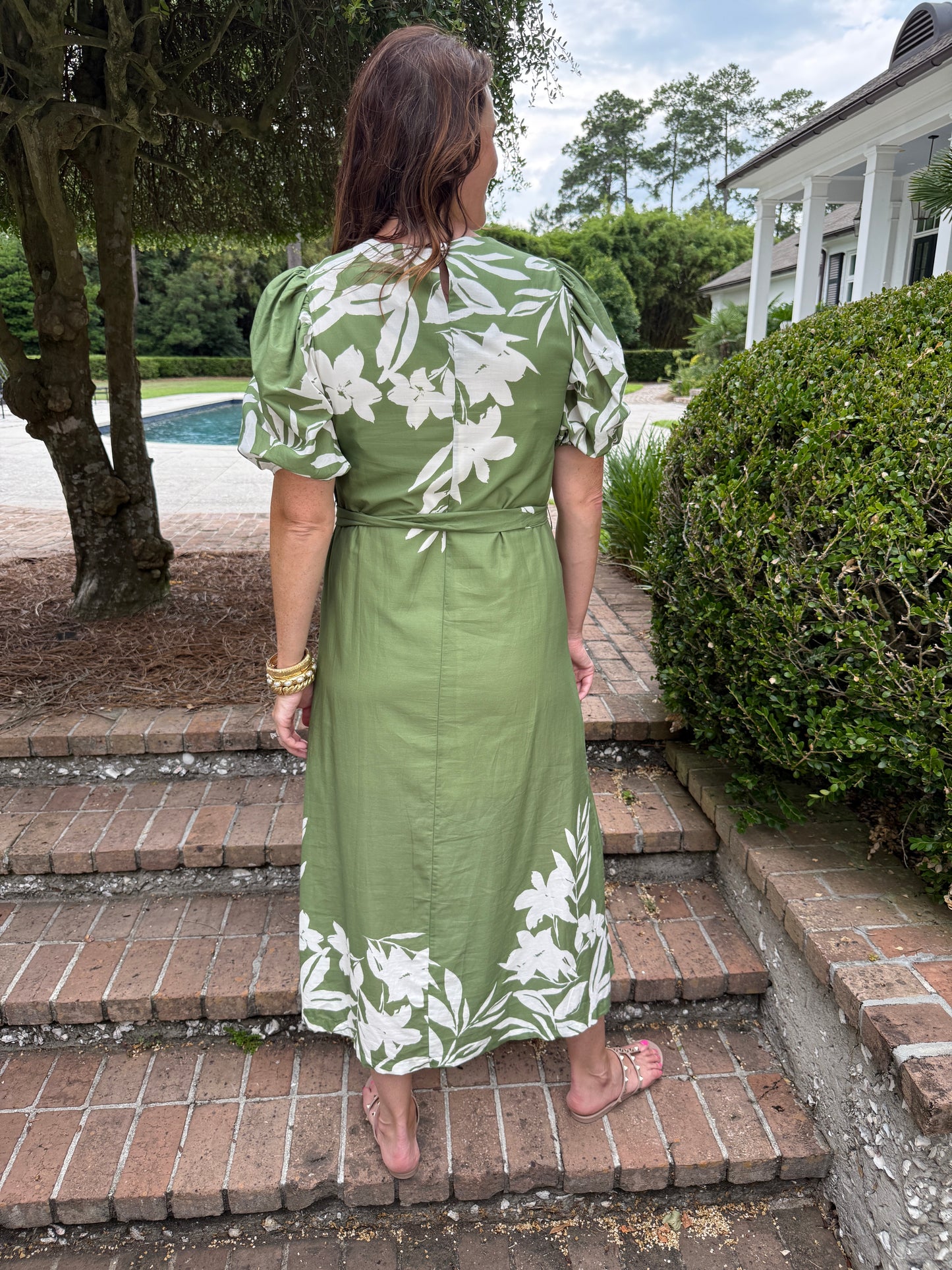Spring in Green Floral Dress