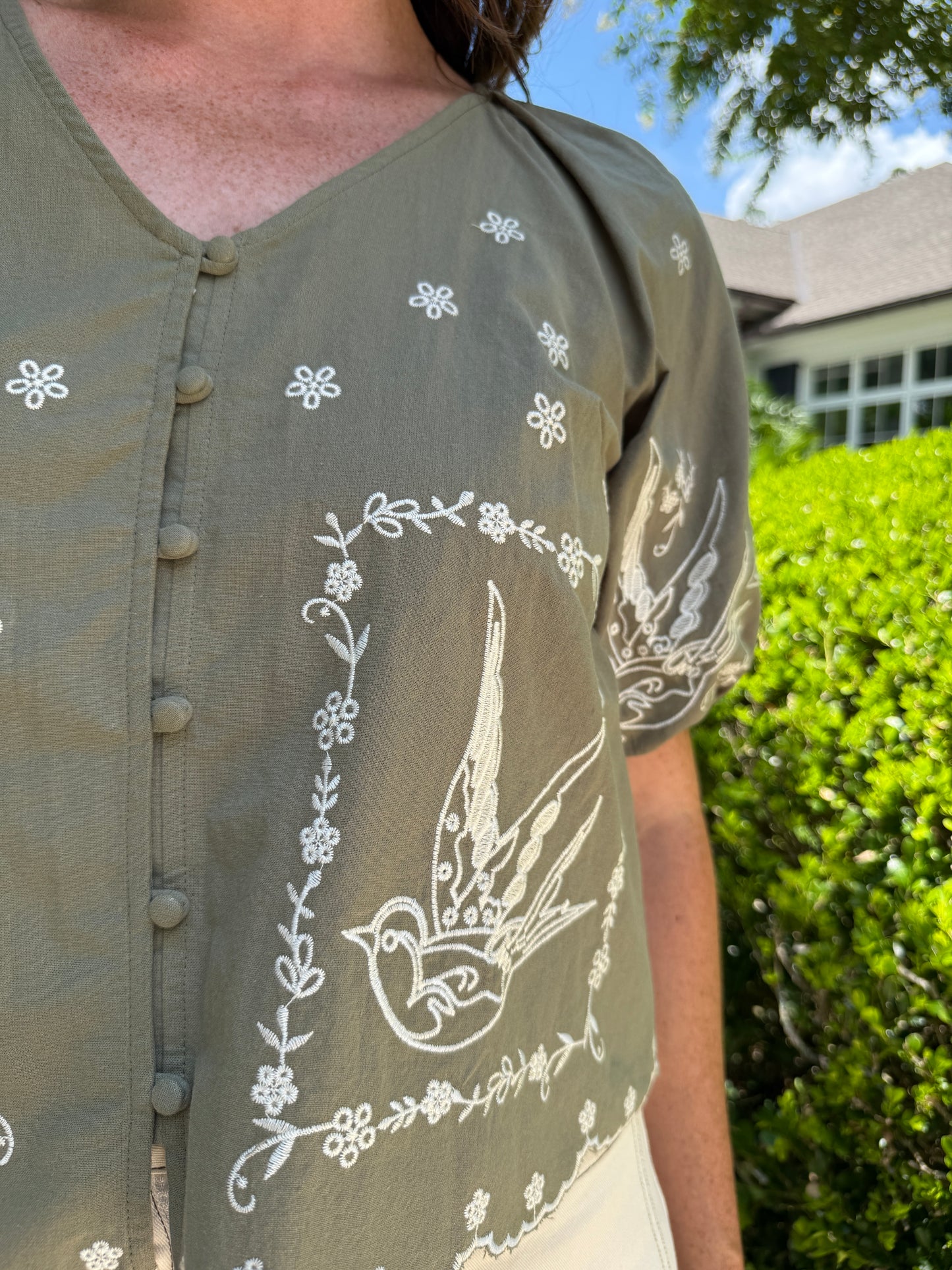 Chauncey Embroidered Puff Sleeve Top