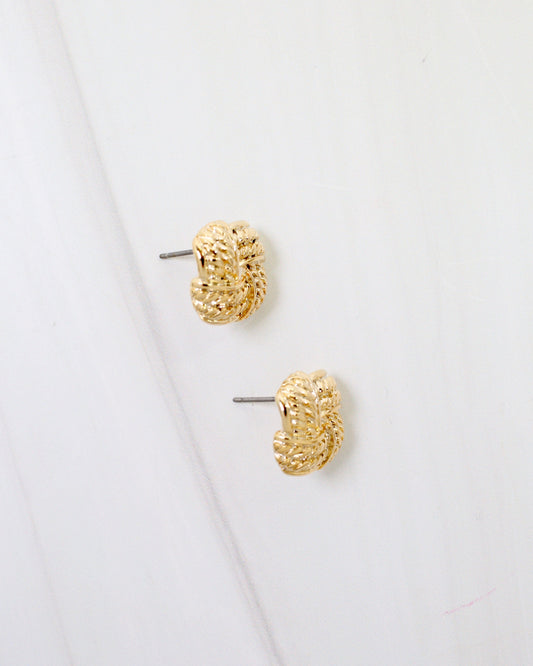 Hoboken Square Knot Stud Earring WR Gold