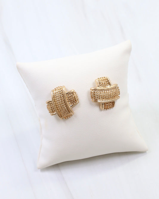 Bernadette Textured Stud Earring Worn Gold