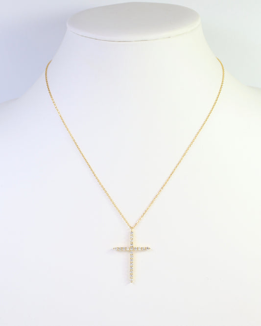 Yazoo CZ Cross Necklace Gold