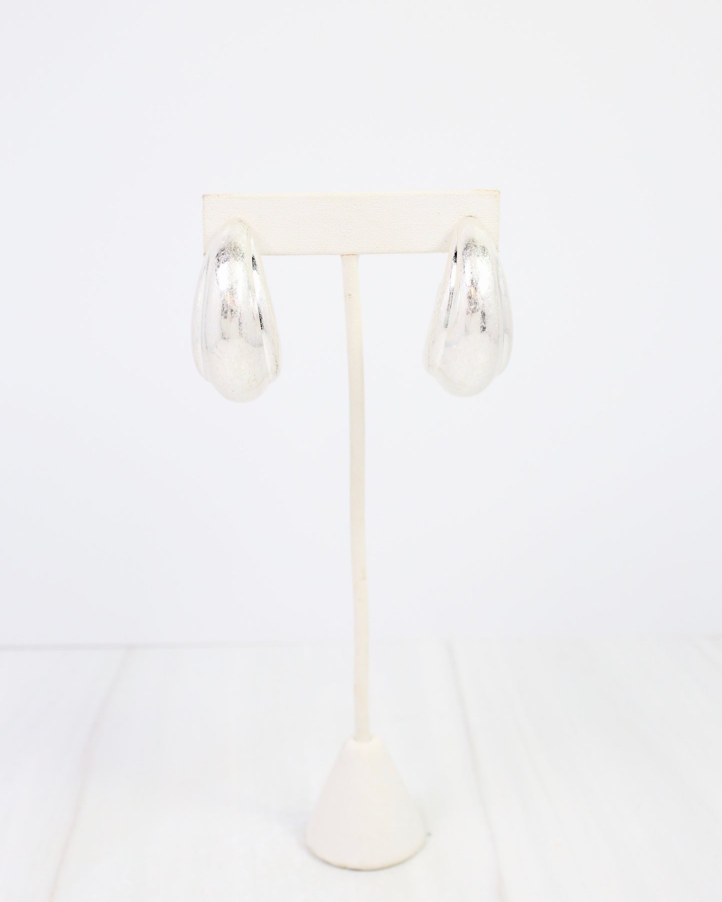 Gastonia Thick Hoop Earring Worn Silver