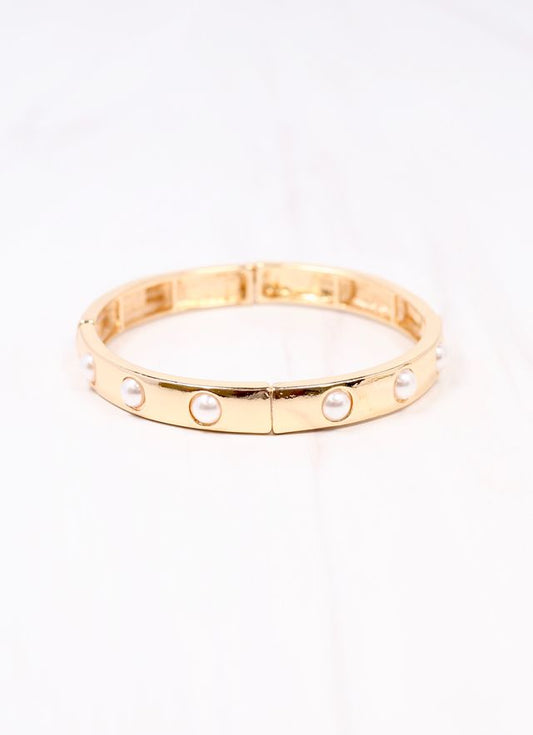 Addy Stretch Bracelet with Pearls Gold