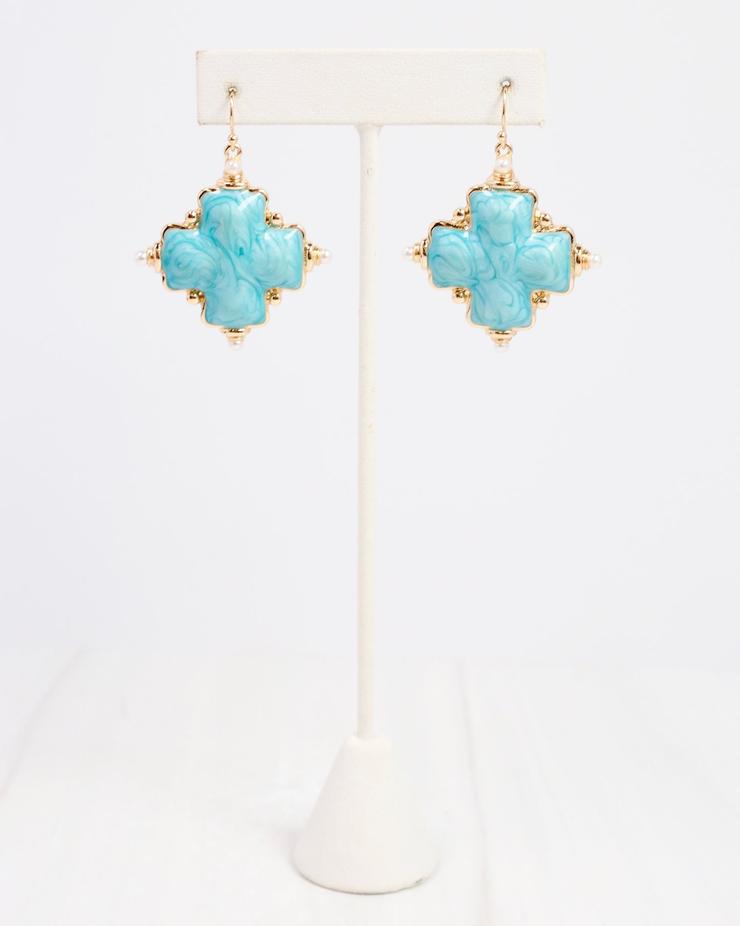 Edie Enamel Cross Earring Turquoise
