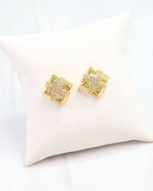 Bonita Basketweave Stud Gold