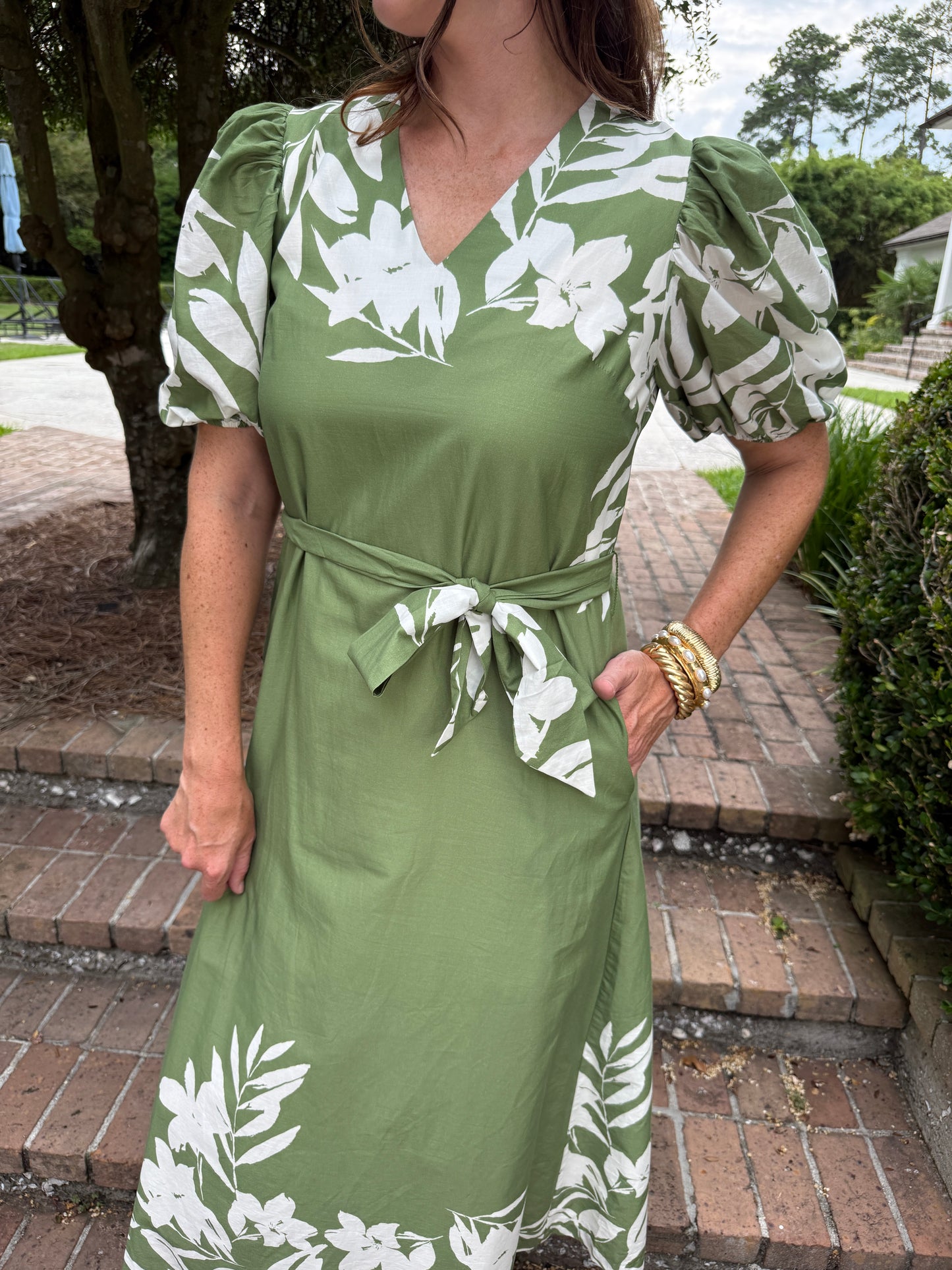 Spring in Green Floral Dress