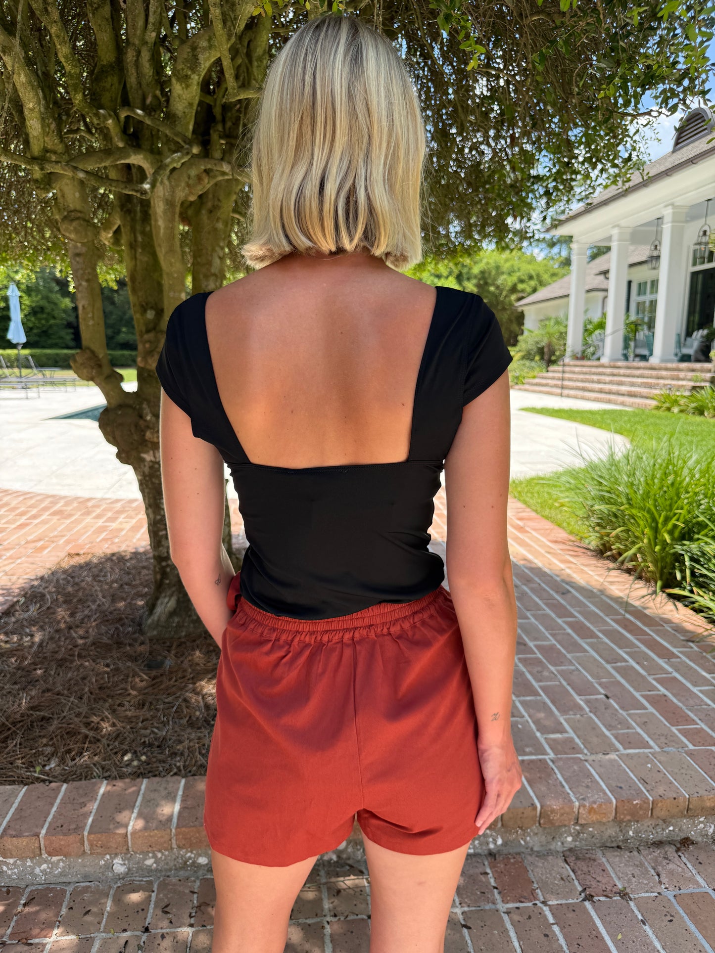 Roll On By Braided Waist Off Rust Skort