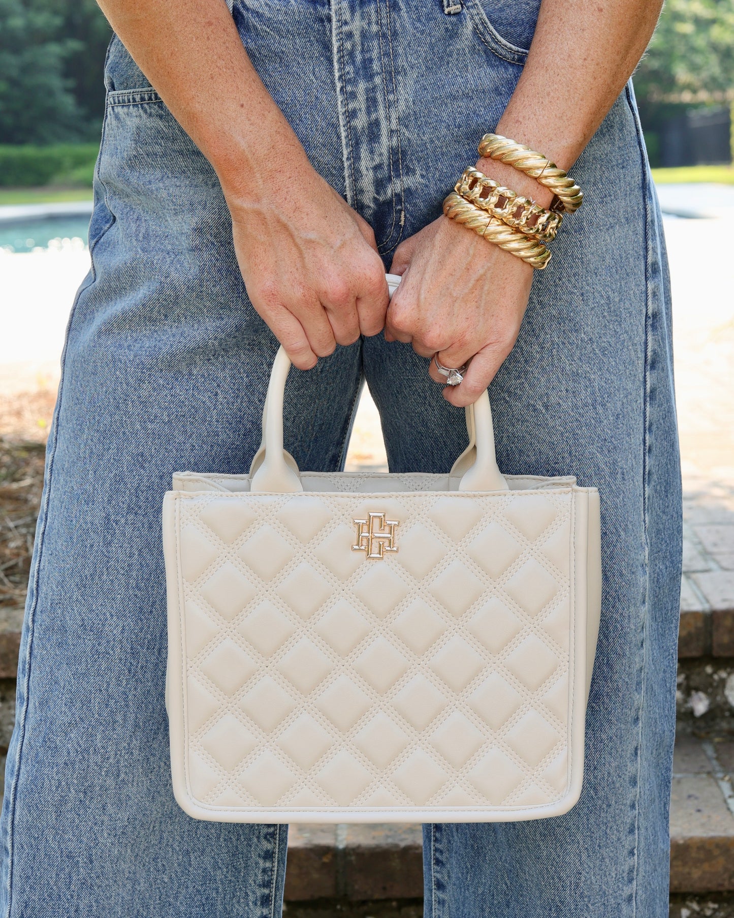 Ricky Mini Tote Cream Quilted DQ