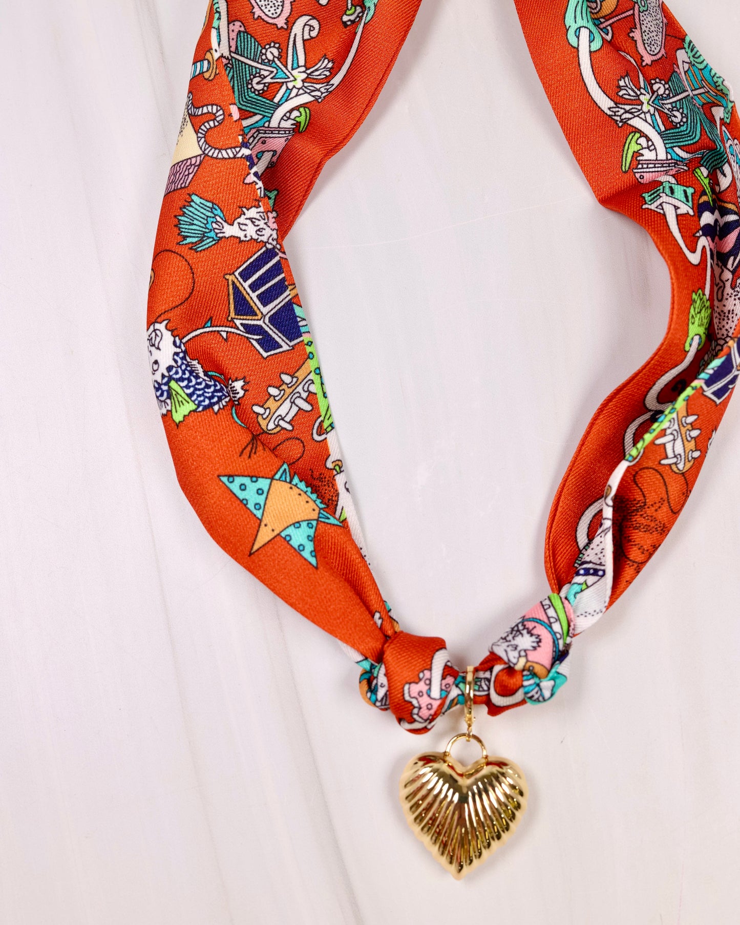Lillie Scarf Charm Necklace ORANGE