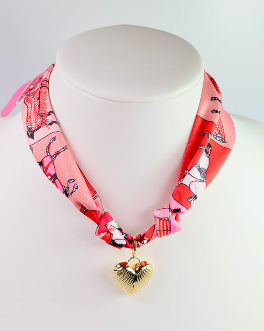 Lillie Scarf Charm Necklace PINK