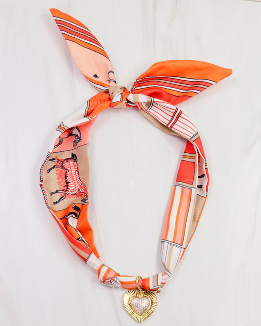 Lillie Scarf Charm Necklace ORANGE TAN