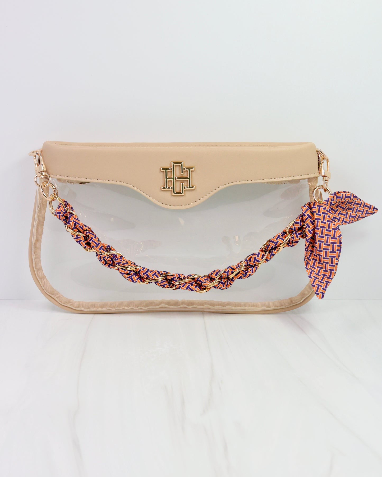 Serafina Scarf Purse Chain Navy Orange