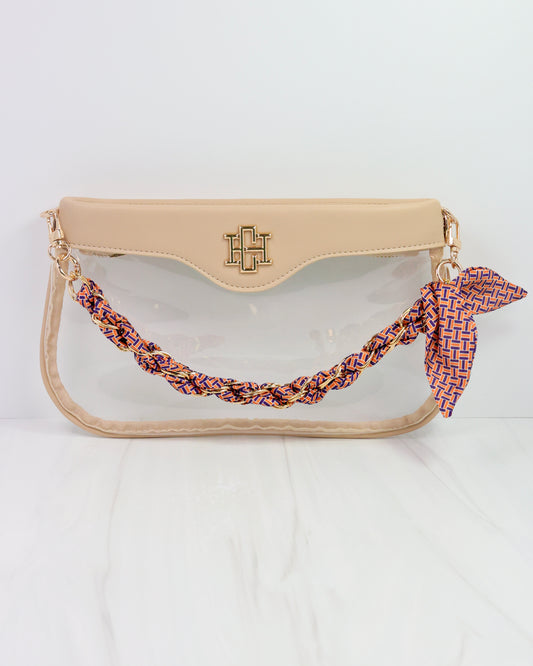 Serafina Scarf Purse Chain Navy Orange