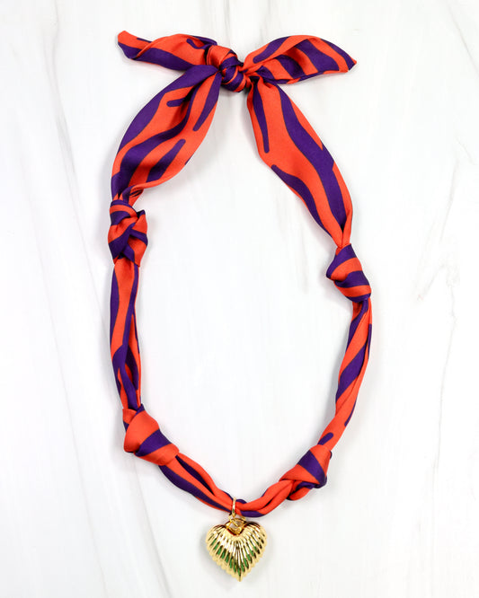 Serafina Scarf Charm Necklace Purple Orange