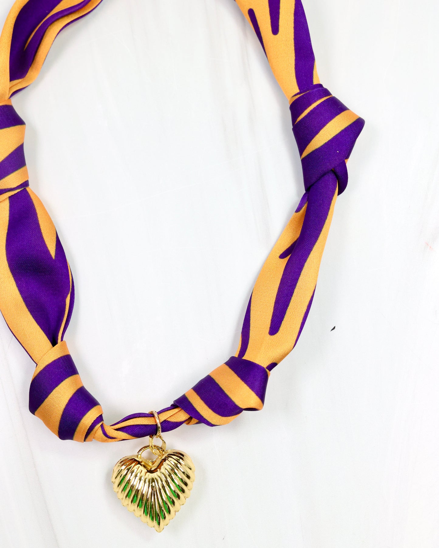 Serafina Scarf Charm Necklace Purple Gold