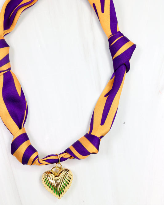 Serafina Scarf Charm Necklace Purple Gold