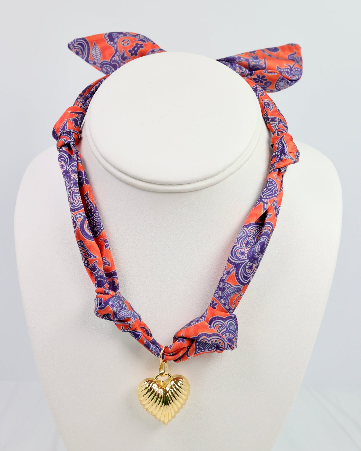 Serafina Scarf Charm Necklace Orange Blue