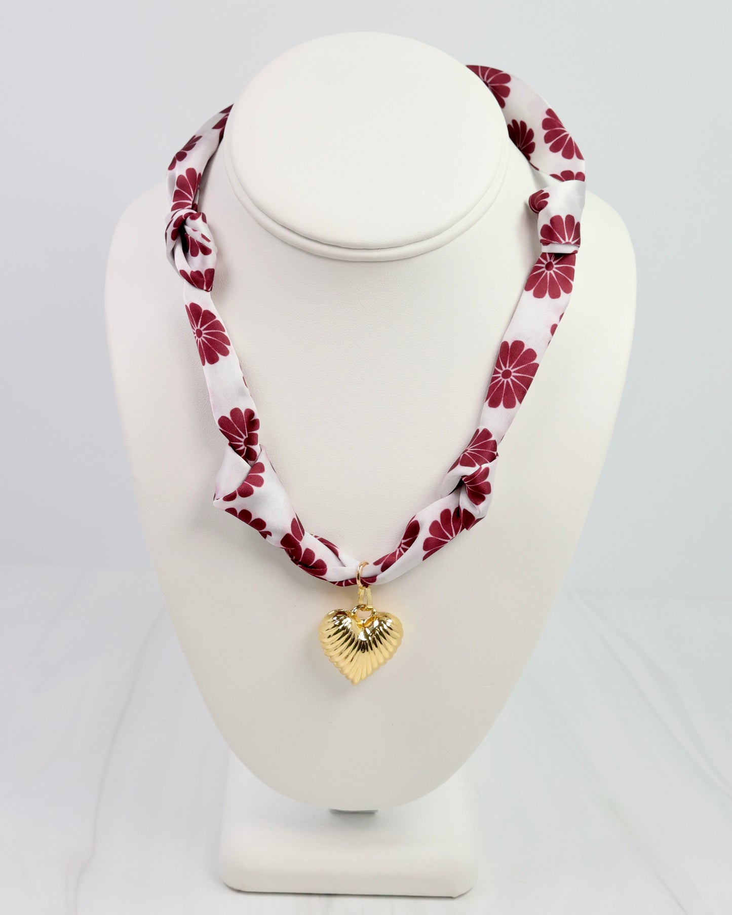 Serafina Scarf Charm Necklace Maroon Floral