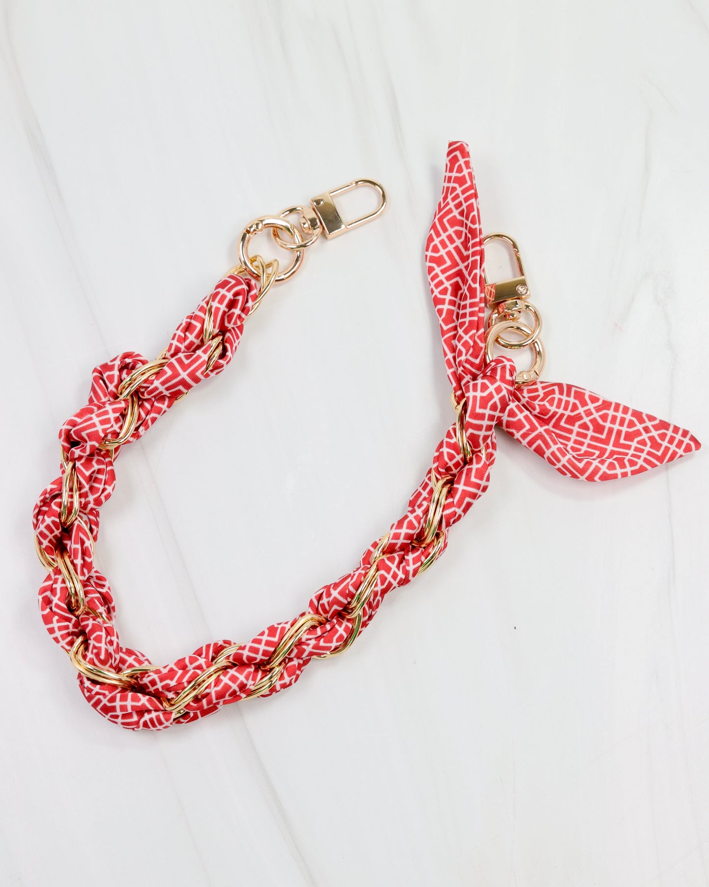 Serafina Scarf Purse Chain Rd Wht Geo