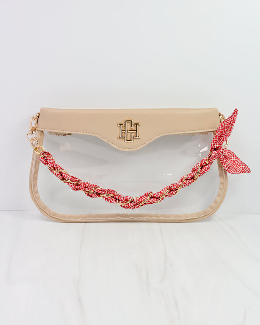 Serafina Scarf Purse Chain Rd Wht Geo