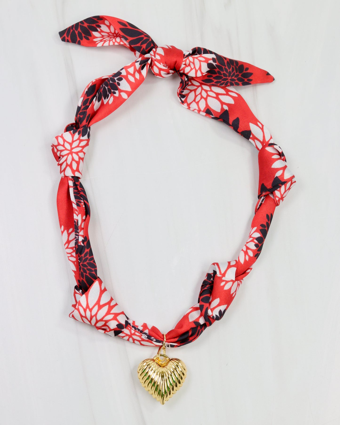 Serafina Scarf Charm Necklace BK RD FLORAL