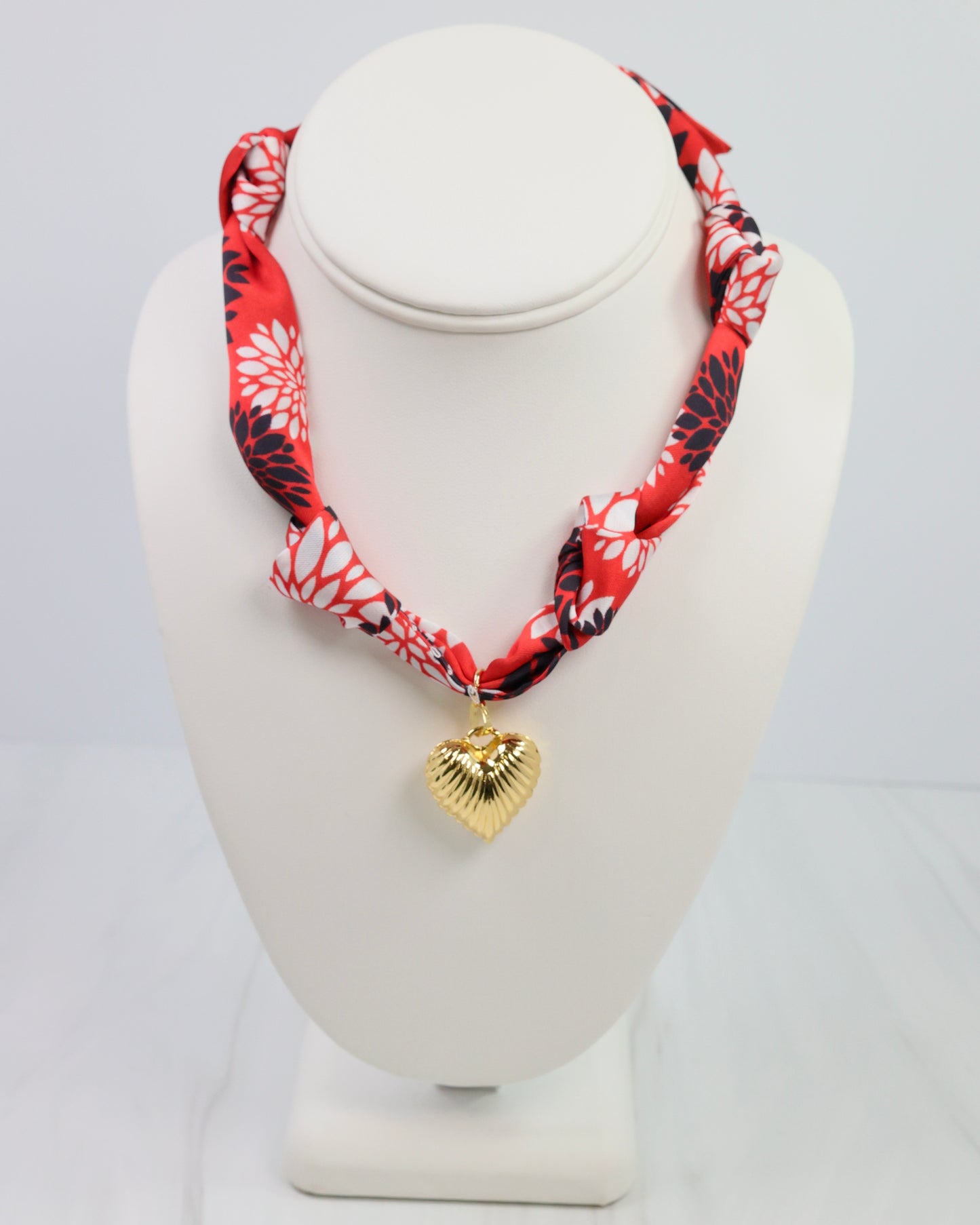 Serafina Scarf Charm Necklace BK RD FLORAL