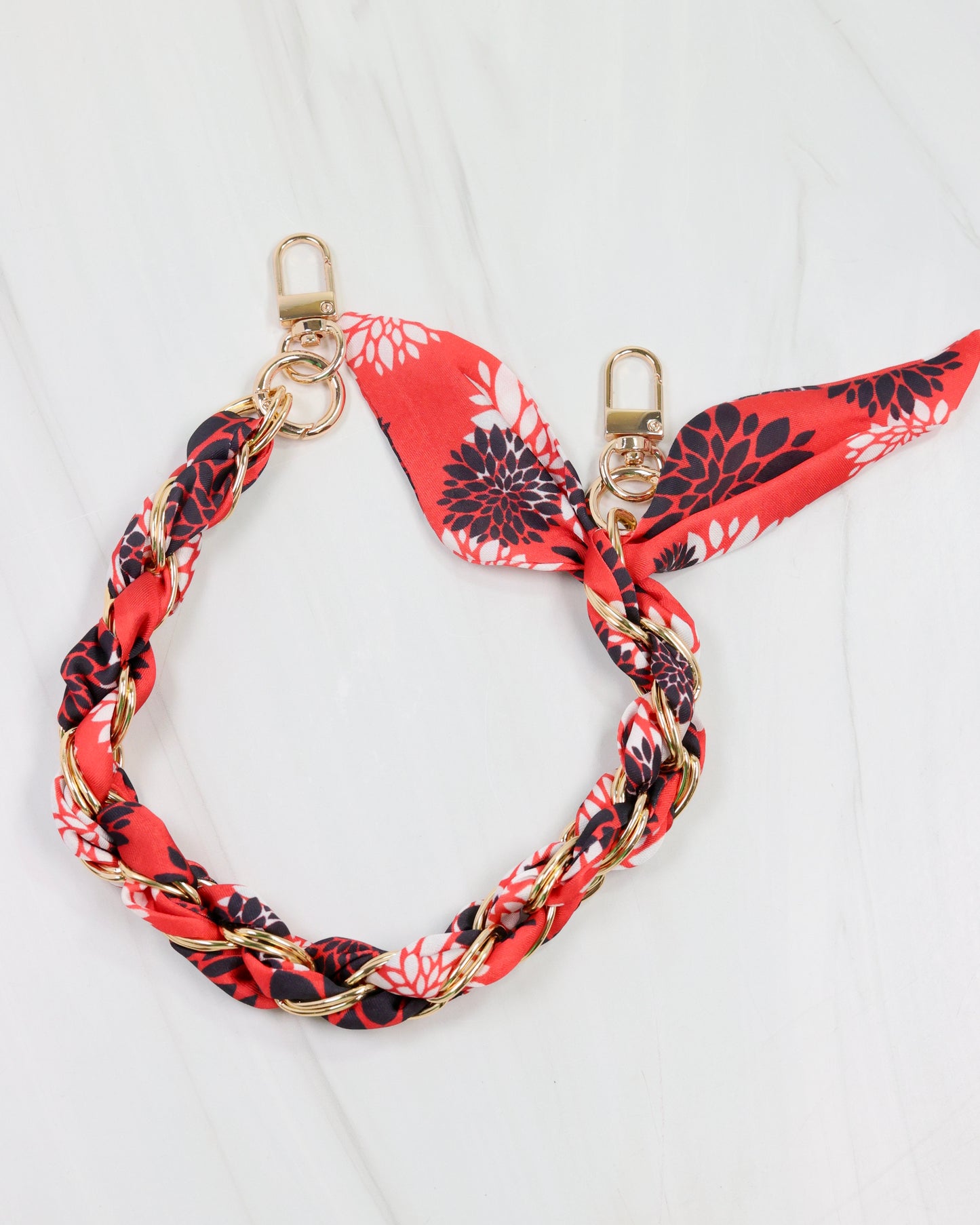 Serafina Scarf Purse Chain Bk Rd Floral