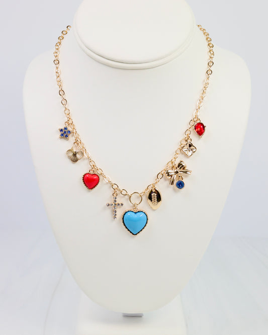 Bentley Charm Necklace POWDER BLUE RED