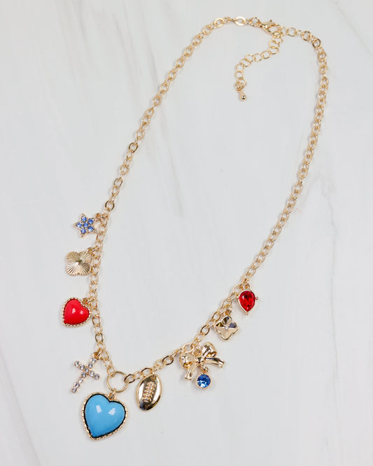 Bentley Charm Necklace POWDER BLUE RED