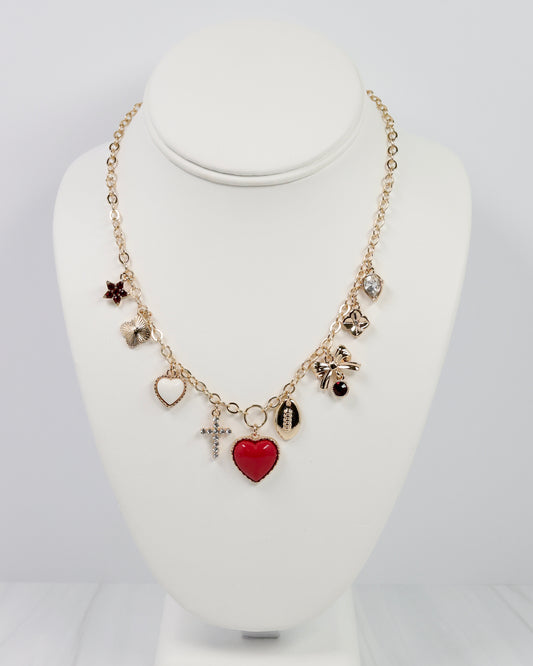 Bentley Charm Necklace MAROON WHITE