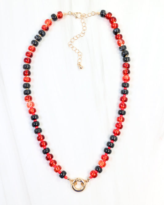 McLane Stone Necklace with Toggle Red Black