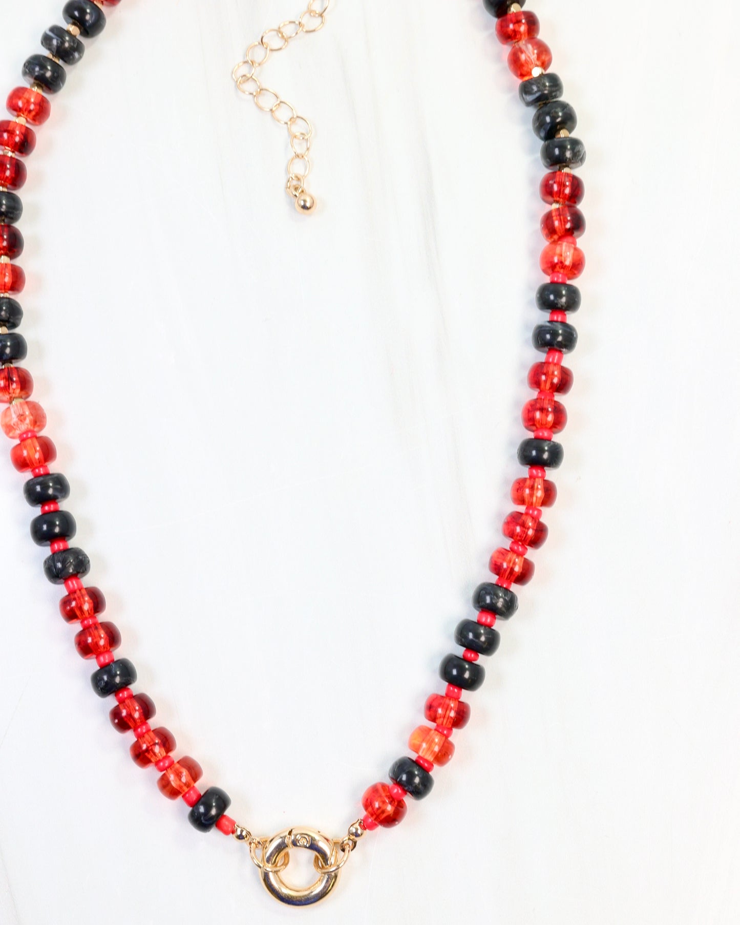 McLane Stone Necklace with Toggle Red Black
