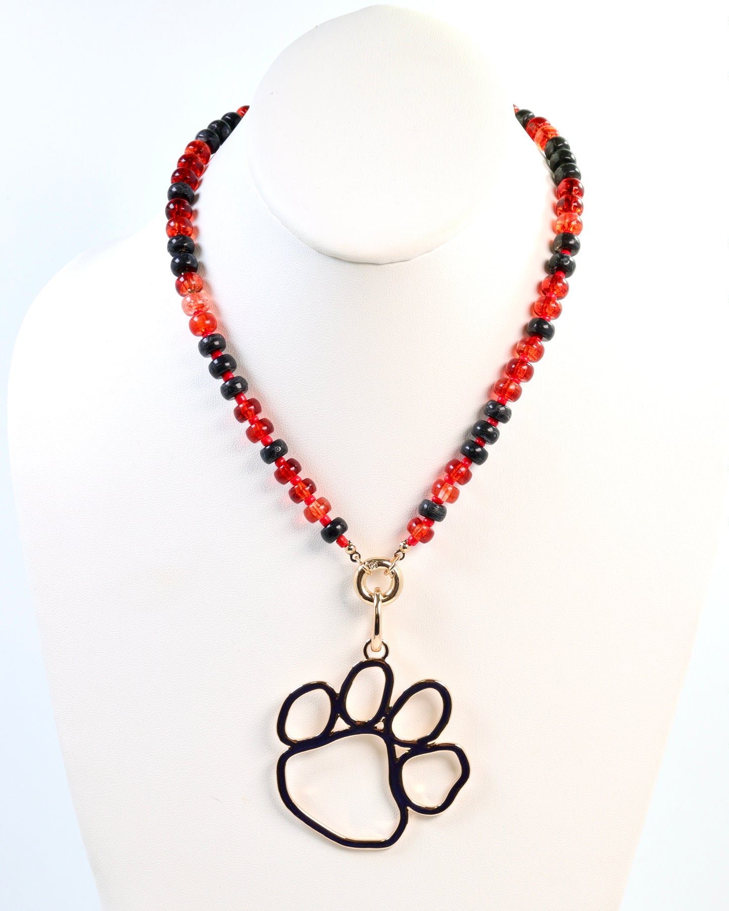 McLane Stone Necklace with Toggle Red Black