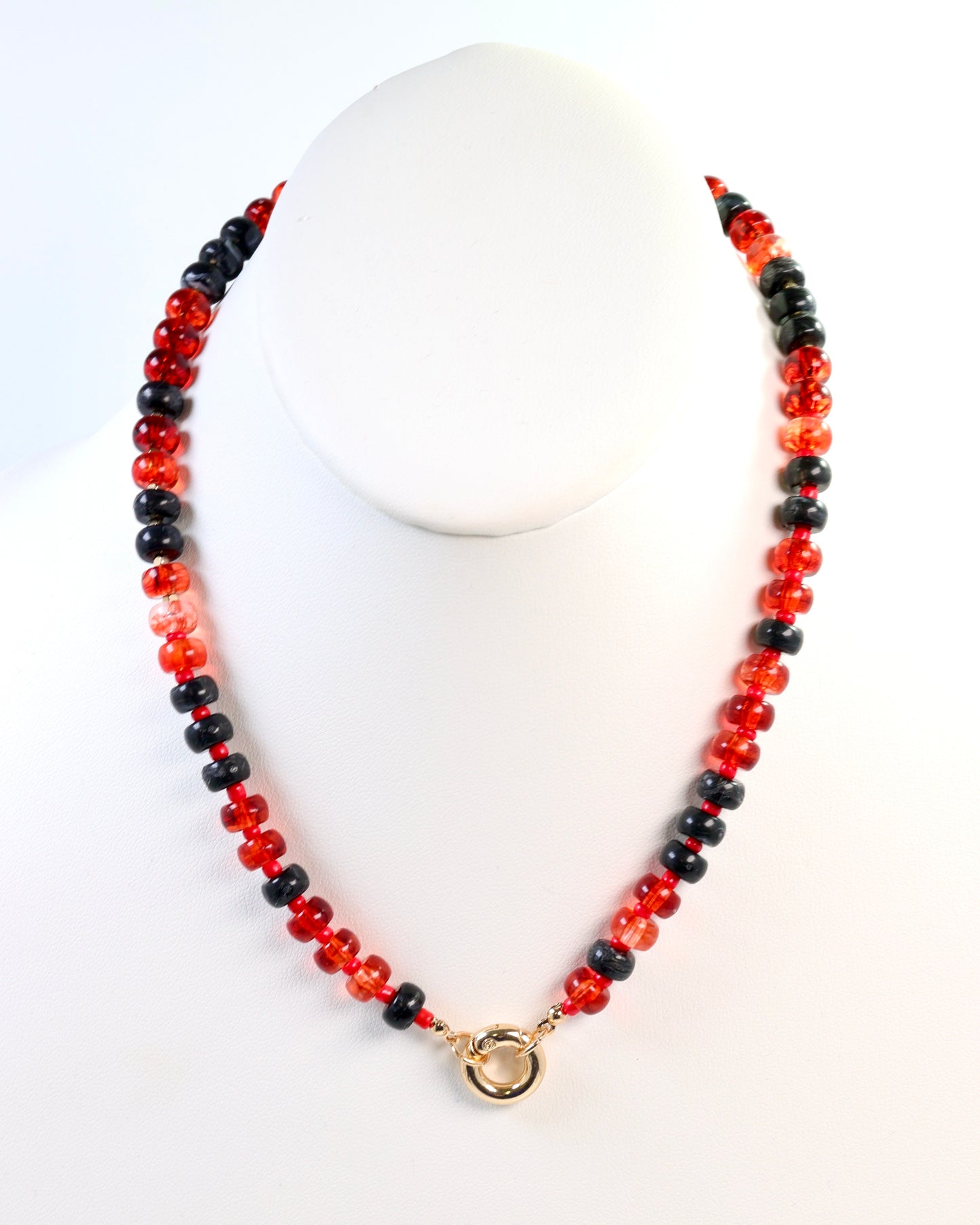 McLane Stone Necklace with Toggle Red Black