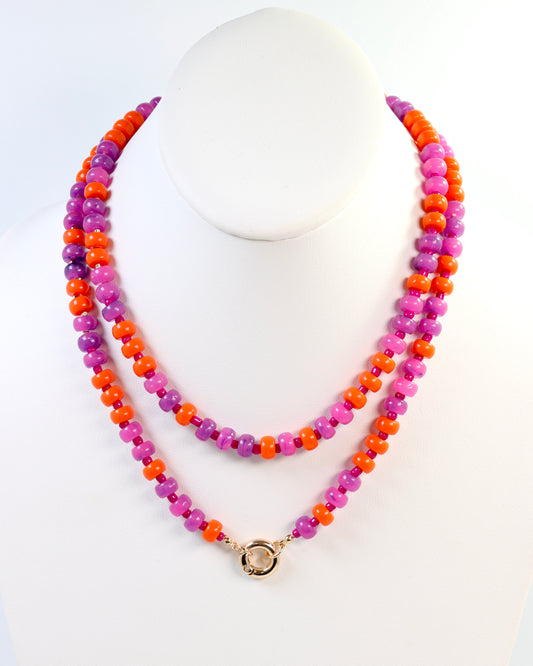 McLane Stone Necklace with Toggle Purple Orange