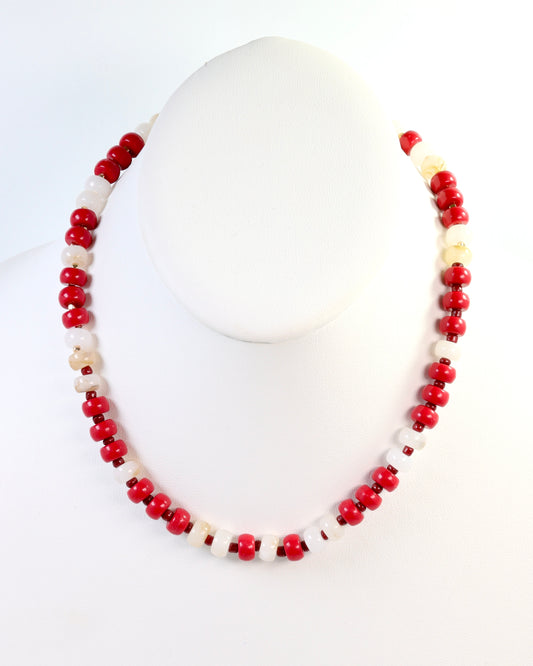 Ellison Stone Necklace Crimson White