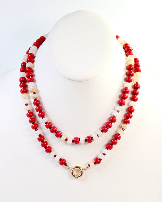 Ellison Stone Necklace Crimson White