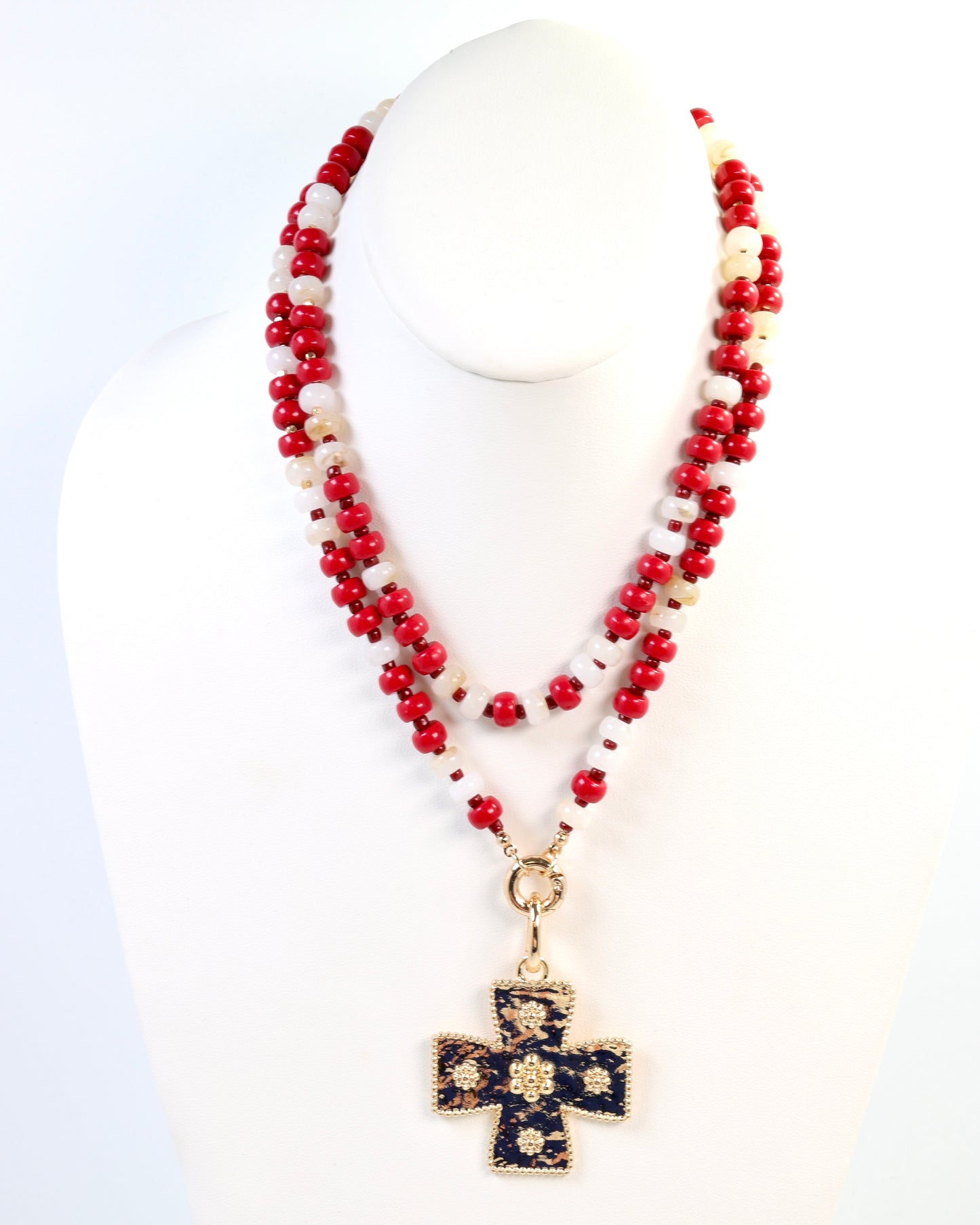 McLane Stone Necklace with Toggle Crimson White