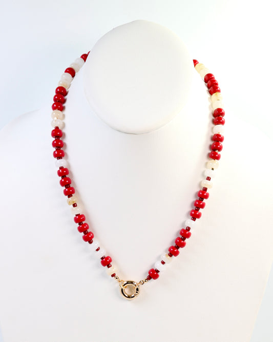 McLane Stone Necklace with Toggle Crimson White
