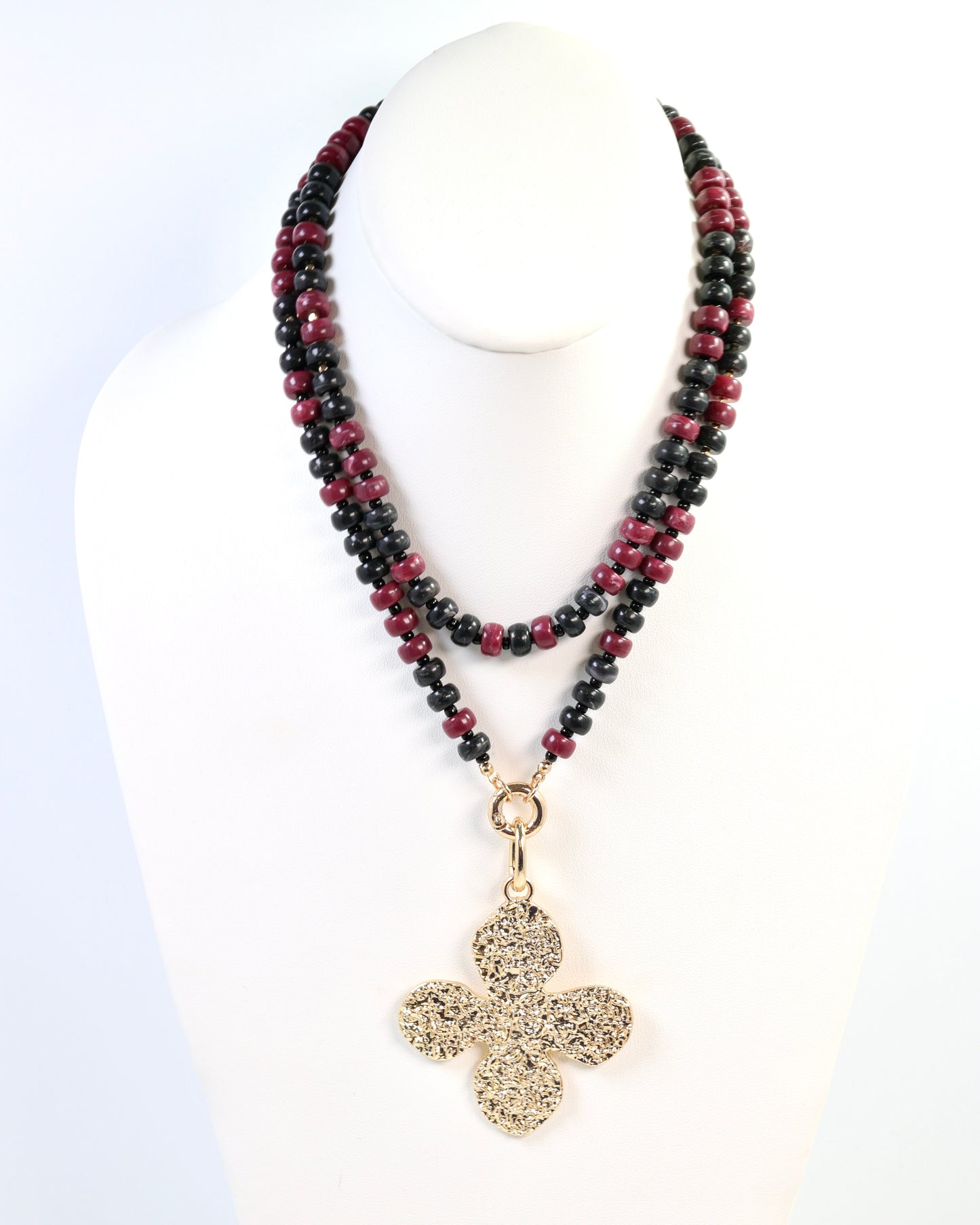 McLane Stone Necklace with Toggle Garnet Black