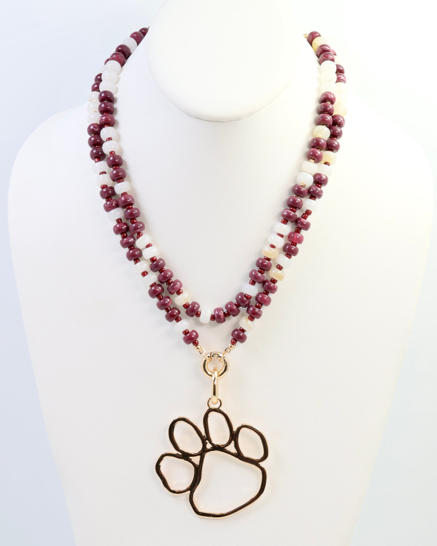 McLane Stone Necklace with Toggle Maroon White