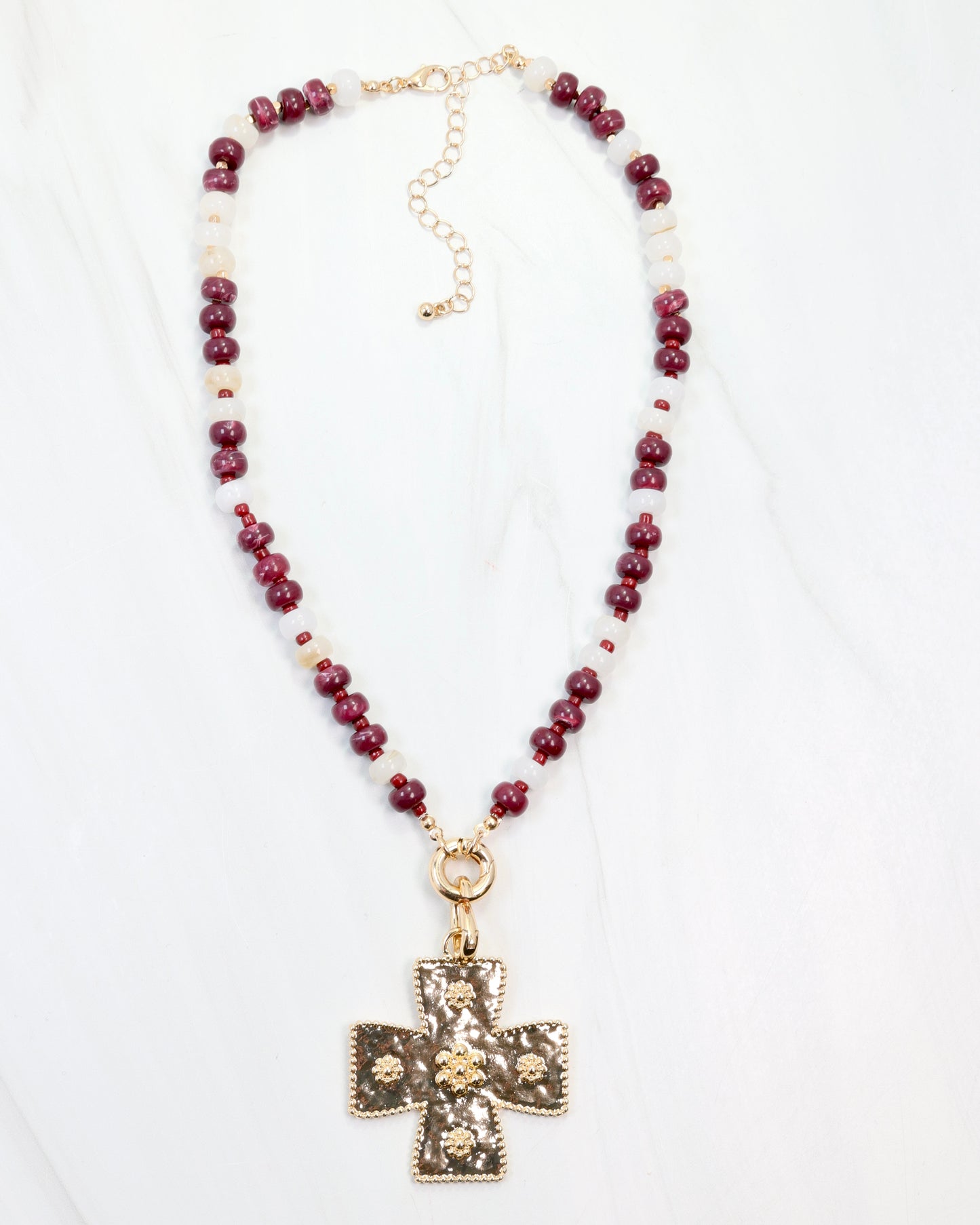 McLane Stone Necklace with Toggle Maroon White