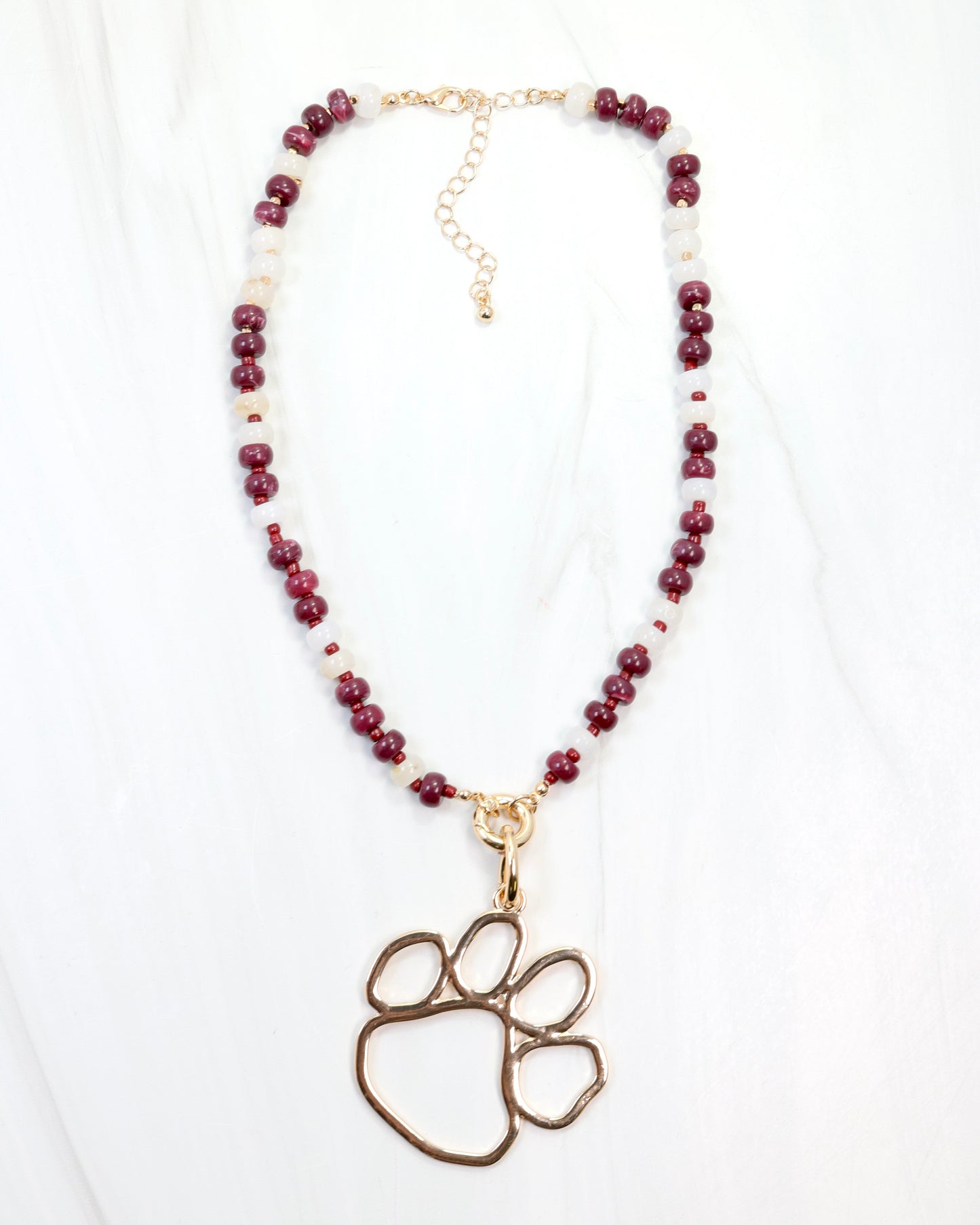McLane Stone Necklace with Toggle Maroon White