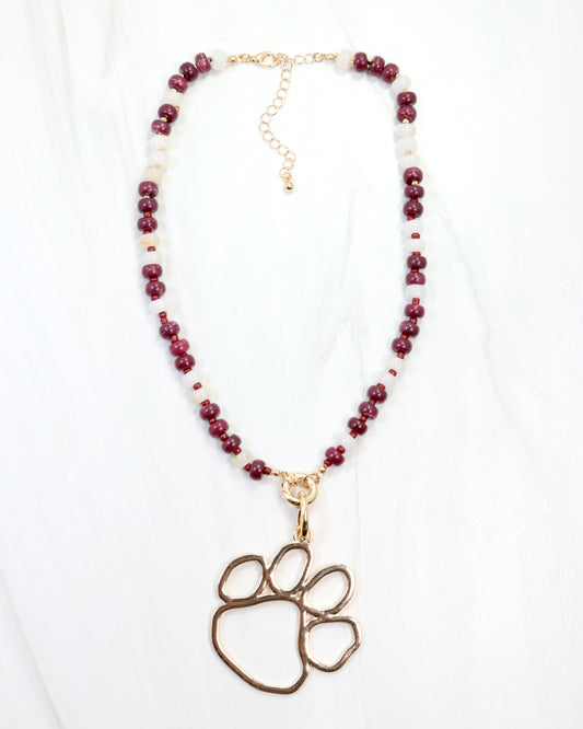 McLane Stone Necklace with Toggle Maroon White