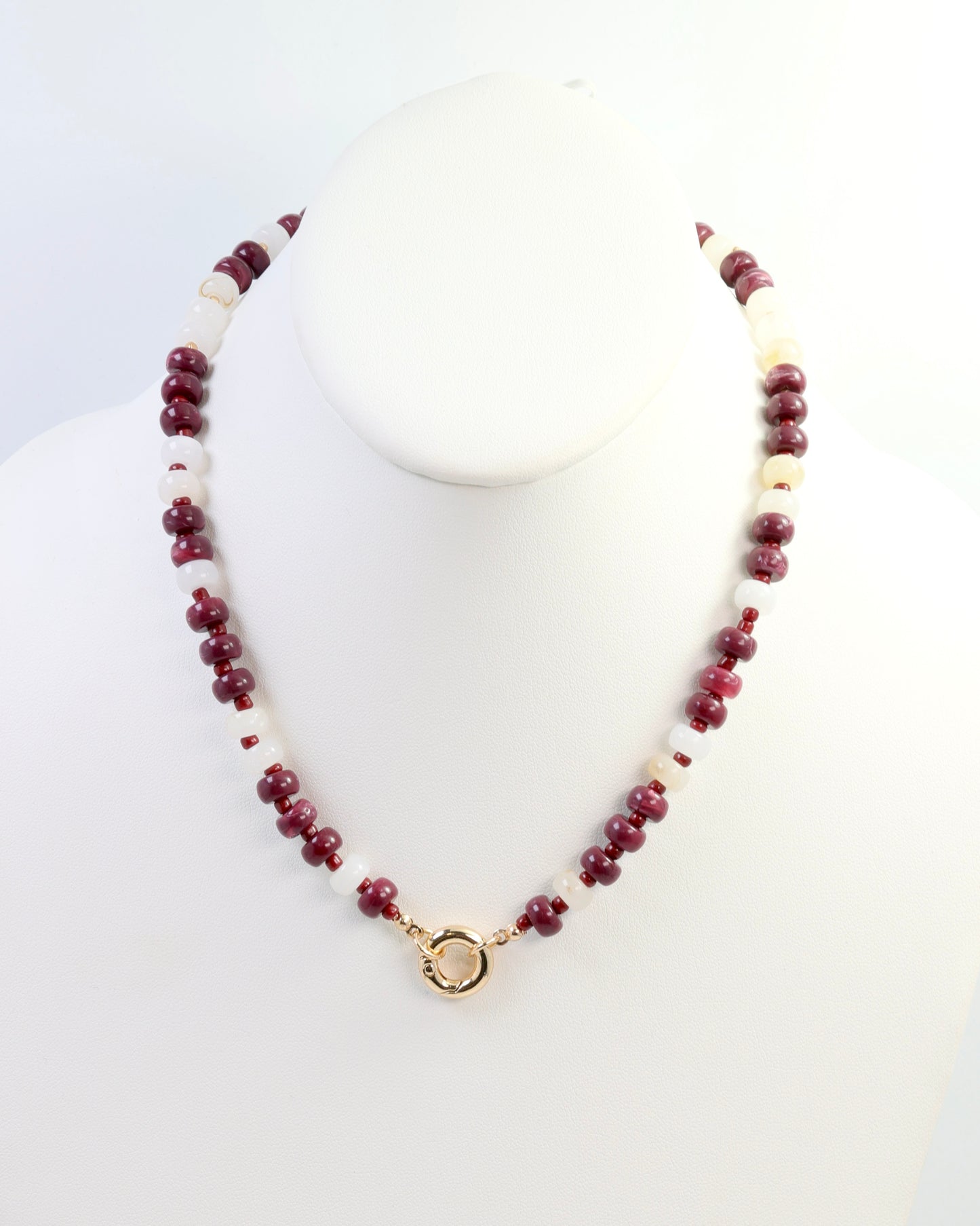 McLane Stone Necklace with Toggle Maroon White